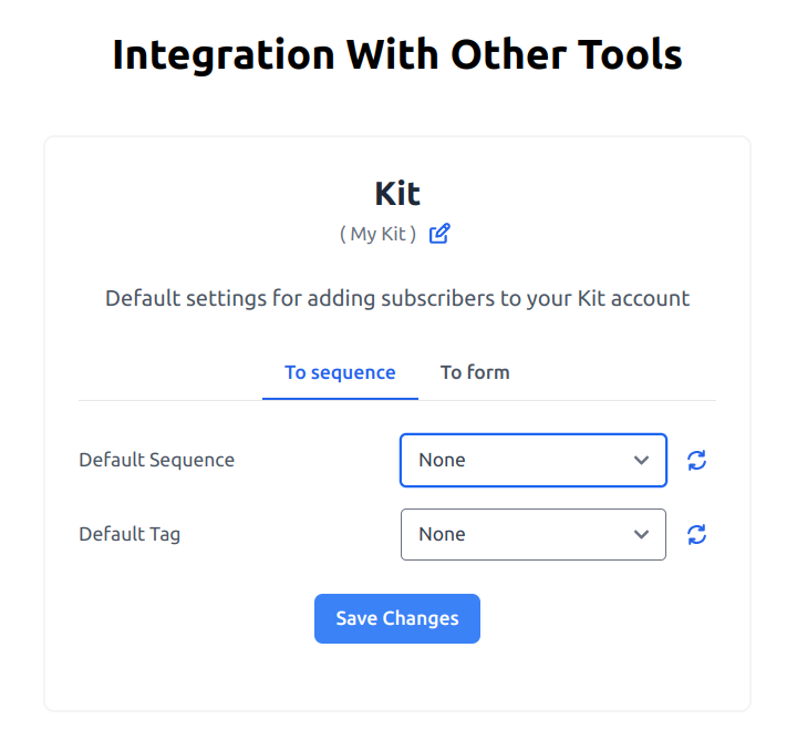 Selecting a Kit sequence in Subscribe Rocket
