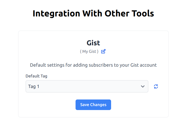 Selecting a Gist tag in Subscribe Rocket
