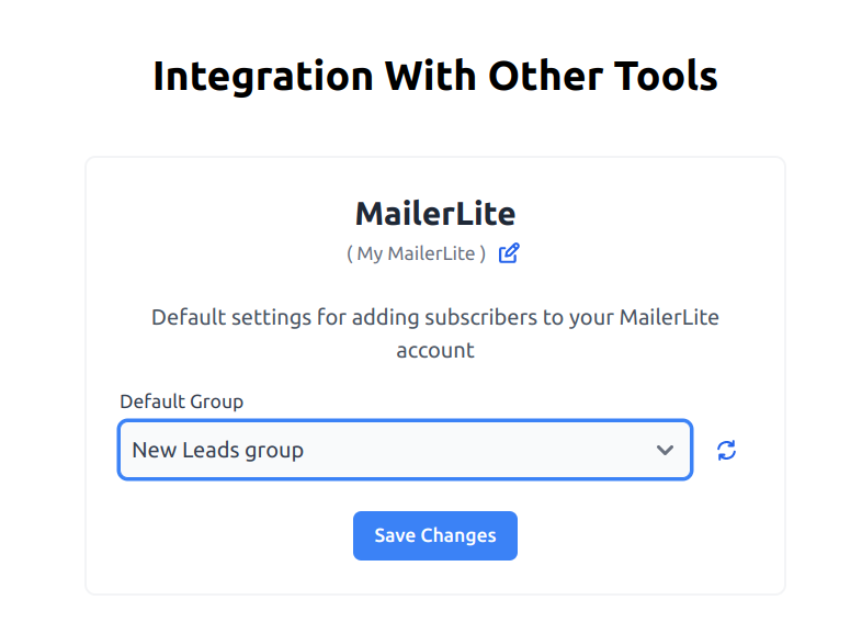 Selecting a MailerLite group in Subscribe Rocket